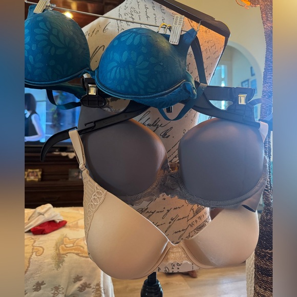 3 really nice bras! In really good shape! Beige 38c maiden form,grey 38c,blue 38 - Picture 1 of 8